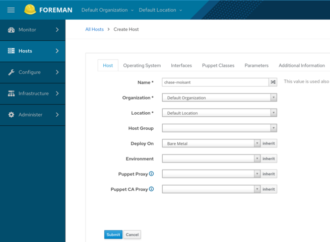 Creating a host in The Foreman